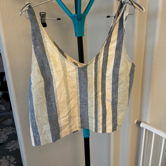 UpWest Tops - UpWest Blue and Cream Striped Crop Top